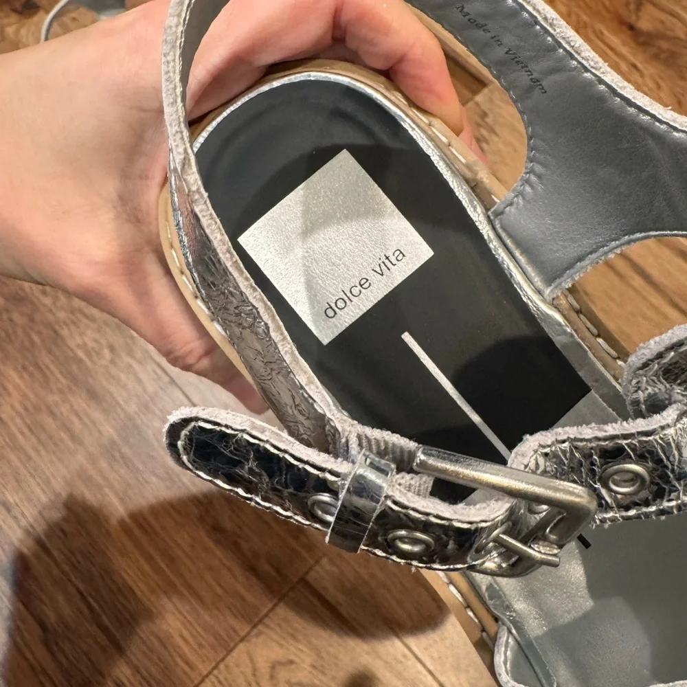 Dolce Vita Metallic Silver Platform Sandals - Picture 6 of 8